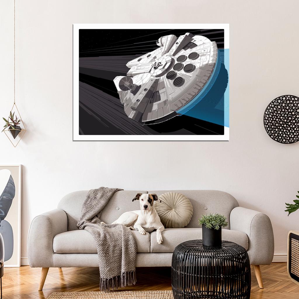 Millennium Falcon Star Wars Movie Awesome Art Wall Art Print Poster