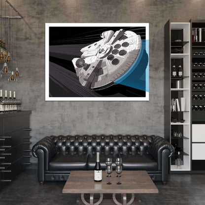 Millennium Falcon Star Wars Movie Awesome Art Wall Art Print Poster