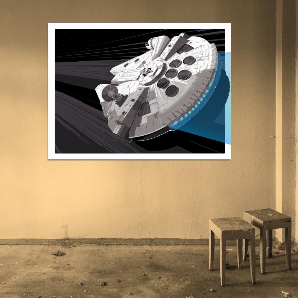 Millennium Falcon Star Wars Movie Awesome Art Wall Art Print Poster