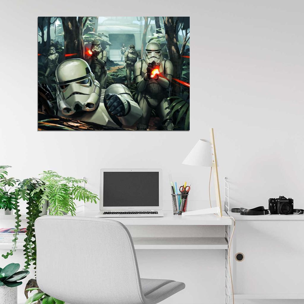 Stormtroopers Battle Star Wars Movie Awesome Art Wall Art Print Poster