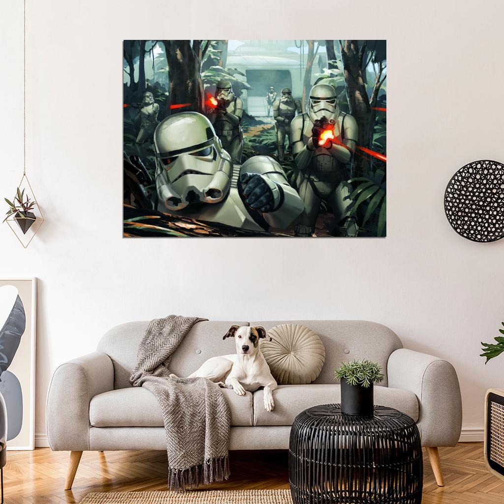 Stormtroopers Battle Star Wars Movie Awesome Art Wall Art Print Poster