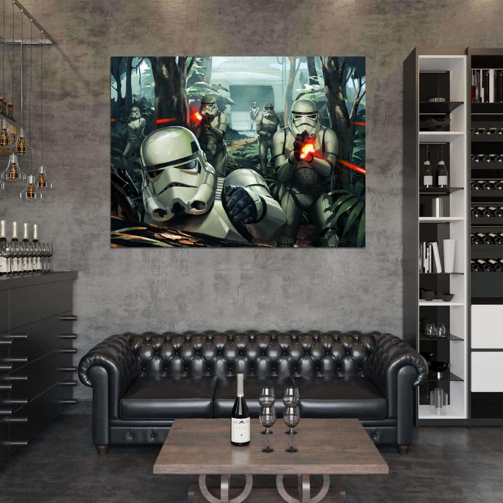 Stormtroopers Battle Star Wars Movie Awesome Art Wall Art Print Poster