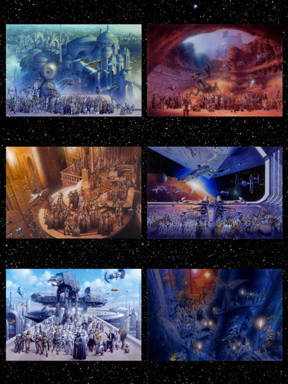 Star Wars Epic 6 Films All Characters Painting Trilogy Movie Awesome Art Wall Art Print Poster