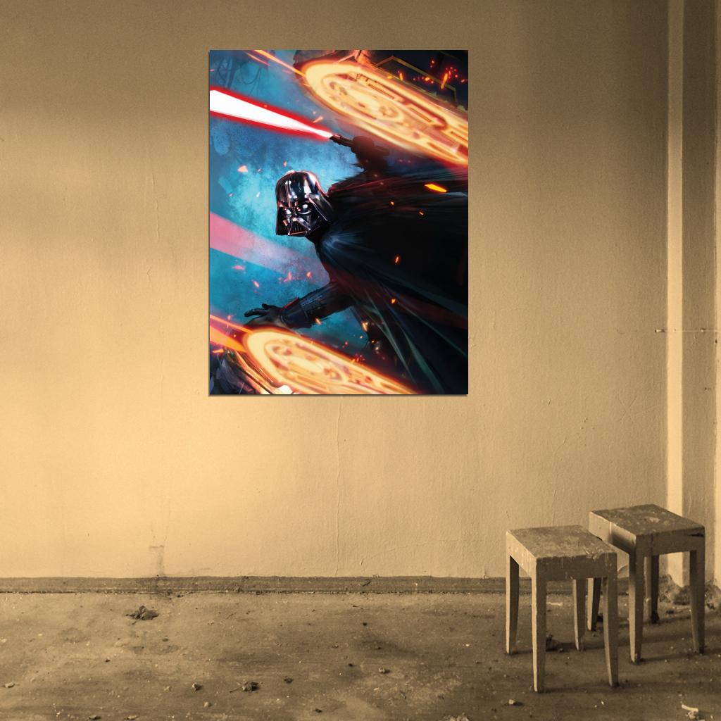 Darth Vader Lightsaber Sith Lord Star Wars Movie Awesome Art Wall Art Print Poster