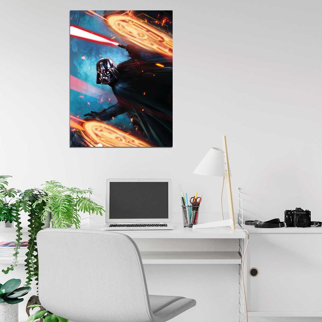 Darth Vader Lightsaber Sith Lord Star Wars Movie Awesome Art Wall Art Print Poster