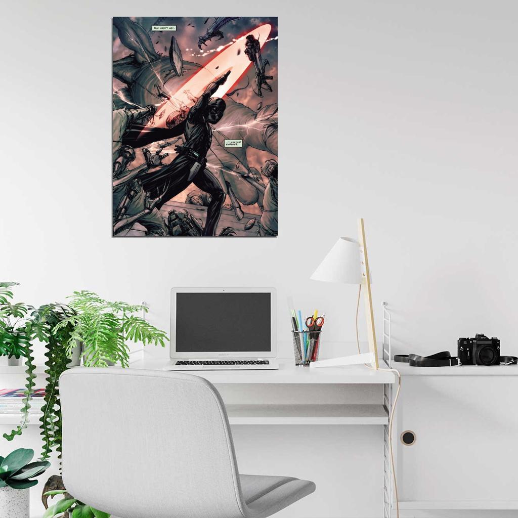 Darth Vader Lightsaber Fight Battle Sith Lord Star Wars Movie Awesome Art Wall Art Print Poster