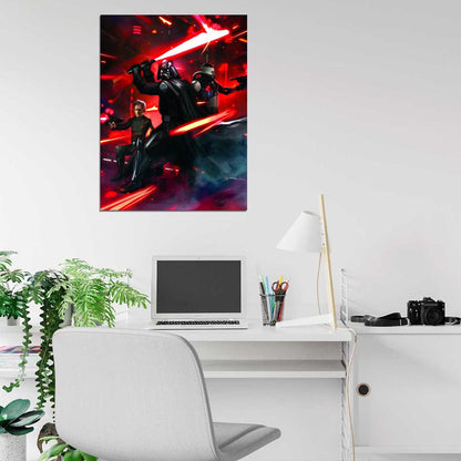 Darth Vader Lightsaber Fight Sith Lord Star Wars Movie Awesome Art Wall Art Print Poster