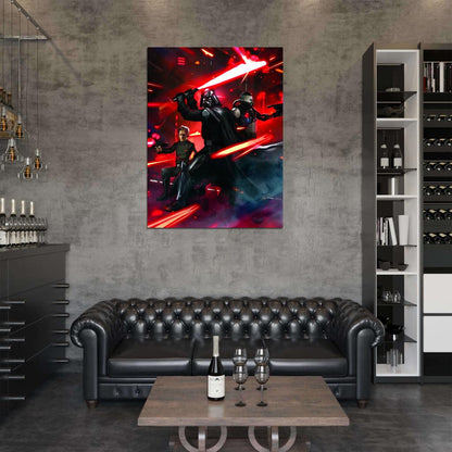 Darth Vader Lightsaber Fight Sith Lord Star Wars Movie Awesome Art Wall Art Print Poster