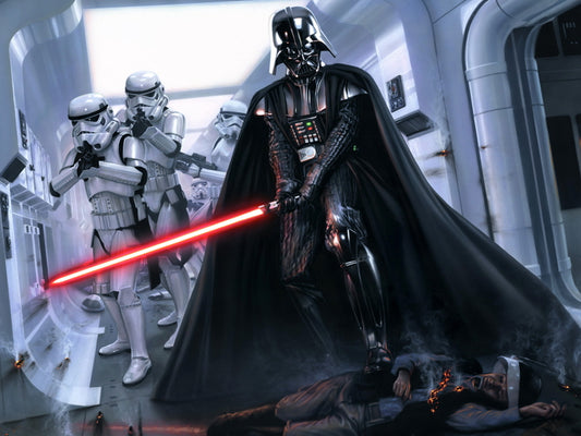 Darth Vader Stormtroopers Lightsaber Sith Lord Star Wars Episode IV A New Hope Movie Awesome Art Wall Art Print Poster