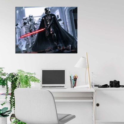 Darth Vader Stormtroopers Lightsaber Sith Lord Star Wars Episode IV A New Hope Movie Awesome Art Wall Art Print Poster