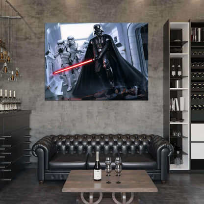 Darth Vader Stormtroopers Lightsaber Sith Lord Star Wars Episode IV A New Hope Movie Awesome Art Wall Art Print Poster
