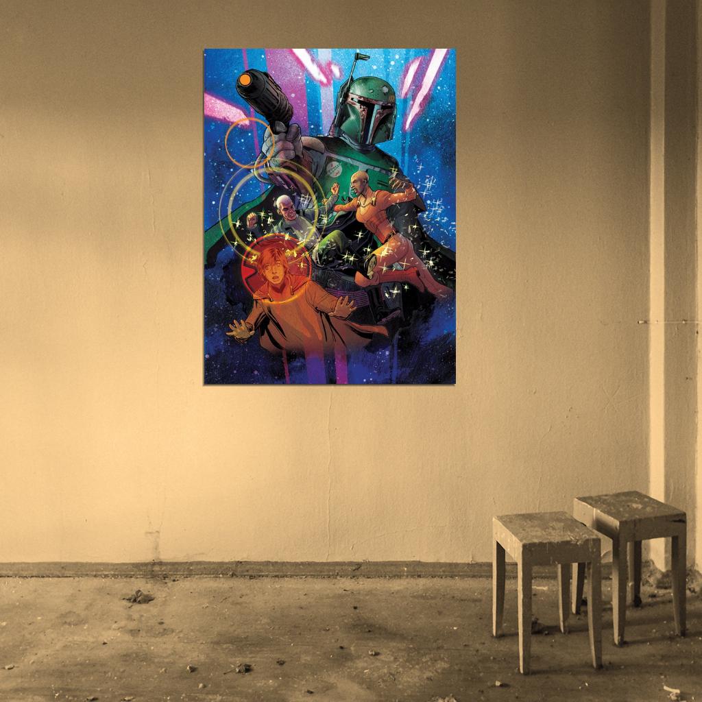 Boba Fett Mandalorian Warrior Bounty Hunter Star Wars Movie Awesome Art Wall Art Print Poster