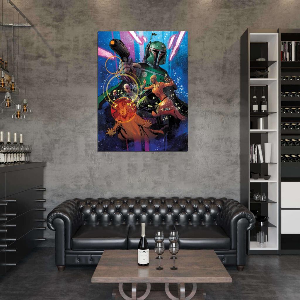 Boba Fett Mandalorian Warrior Bounty Hunter Star Wars Movie Awesome Art Wall Art Print Poster