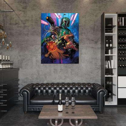 Boba Fett Mandalorian Warrior Bounty Hunter Star Wars Movie Awesome Art Wall Art Print Poster