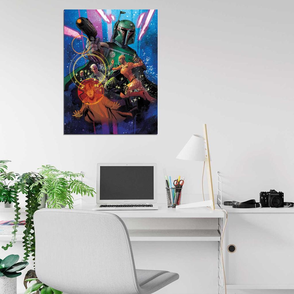 Boba Fett Mandalorian Warrior Bounty Hunter Star Wars Movie Awesome Art Wall Art Print Poster