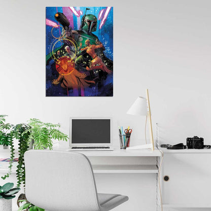 Boba Fett Mandalorian Warrior Bounty Hunter Star Wars Movie Awesome Art Wall Art Print Poster