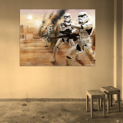 Stormtroopers Desert Star Wars Movie Awesome Painting Art Wall Art Print Poster