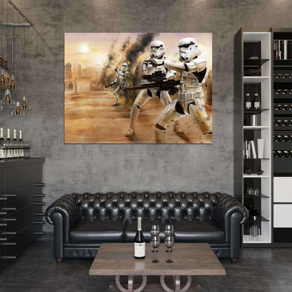 Stormtroopers Desert Star Wars Movie Awesome Painting Art Wall Art Print Poster