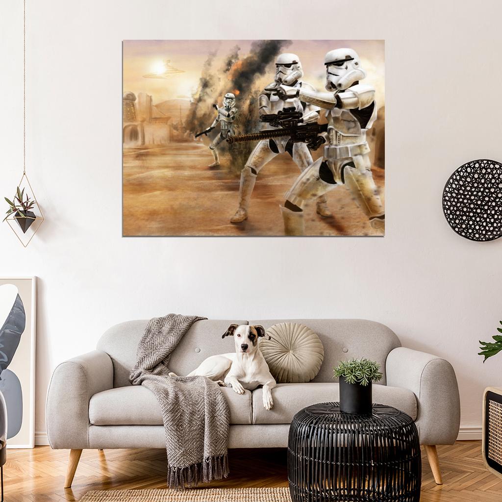 Stormtroopers Desert Star Wars Movie Awesome Painting Art Wall Art Print Poster