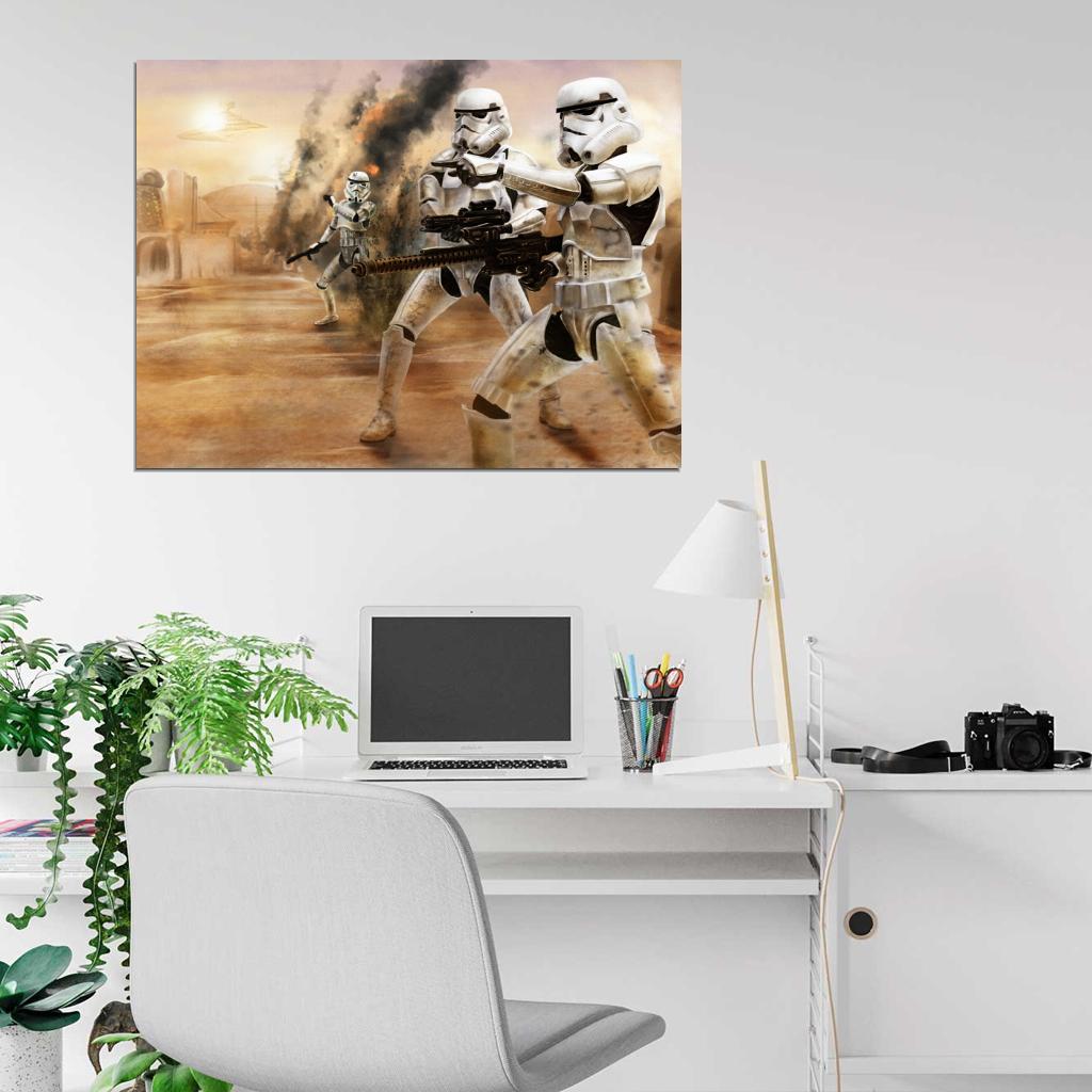Stormtroopers Desert Star Wars Movie Awesome Painting Art Wall Art Print Poster
