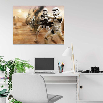 Stormtroopers Desert Star Wars Movie Awesome Painting Art Wall Art Print Poster