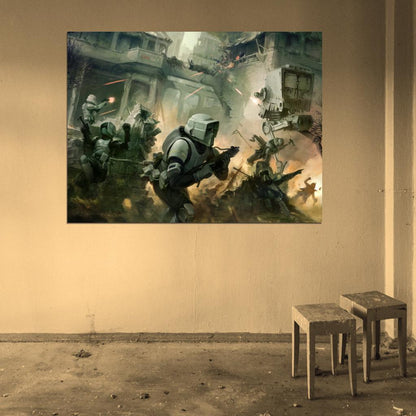 Scout Troopers AT-ST Walker Stormtroopers Battle Star Wars Movie Awesome Painting Art Wall Art Print Poster