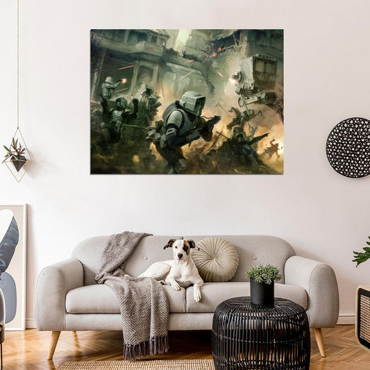Scout Troopers AT-ST Walker Stormtroopers Battle Star Wars Movie Awesome Painting Art Wall Art Print Poster