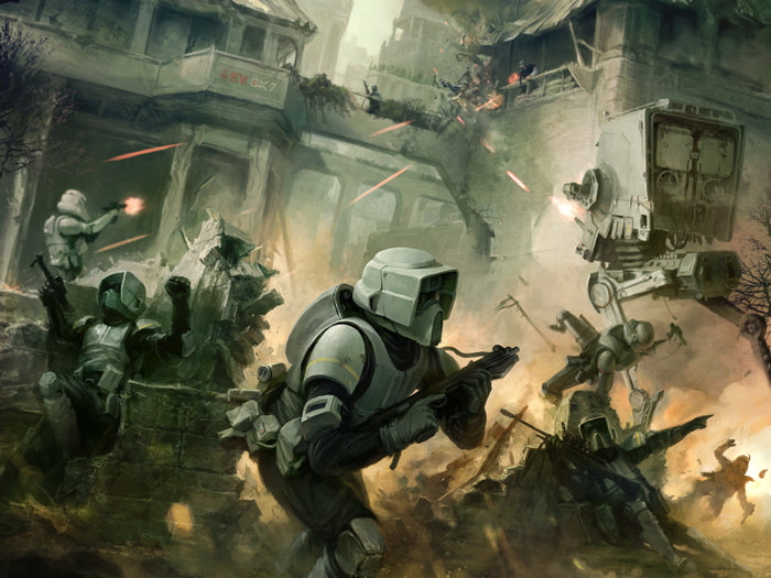 Scout Troopers AT-ST Walker Stormtroopers Battle Star Wars Movie Awesome Painting Art Wall Art Print Poster