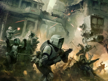 Scout Troopers AT-ST Walker Stormtroopers Battle Star Wars Movie Awesome Painting Art Wall Art Print Poster