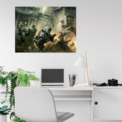 Scout Troopers AT-ST Walker Stormtroopers Battle Star Wars Movie Awesome Painting Art Wall Art Print Poster