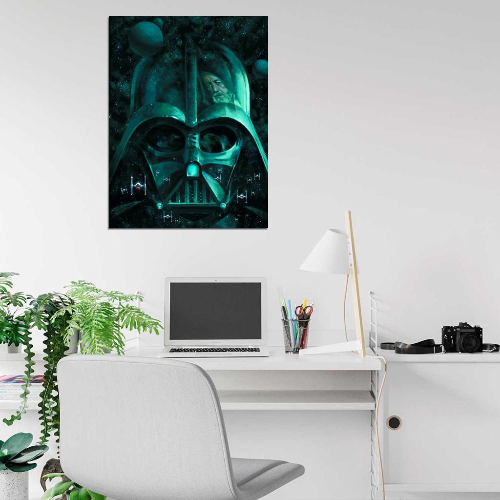 Imperial Fleet TIE Fighters Space Darth Vader Obi-Wan Kenobi Star Wars Movie Awesome Painting Art Wall Art Print Poster