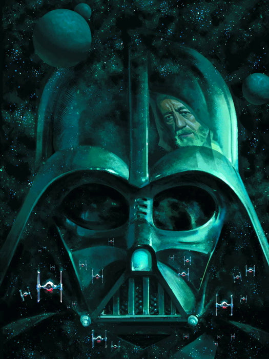 Imperial Fleet TIE Fighters Space Darth Vader Obi-Wan Kenobi Star Wars Movie Awesome Painting Art Wall Art Print Poster