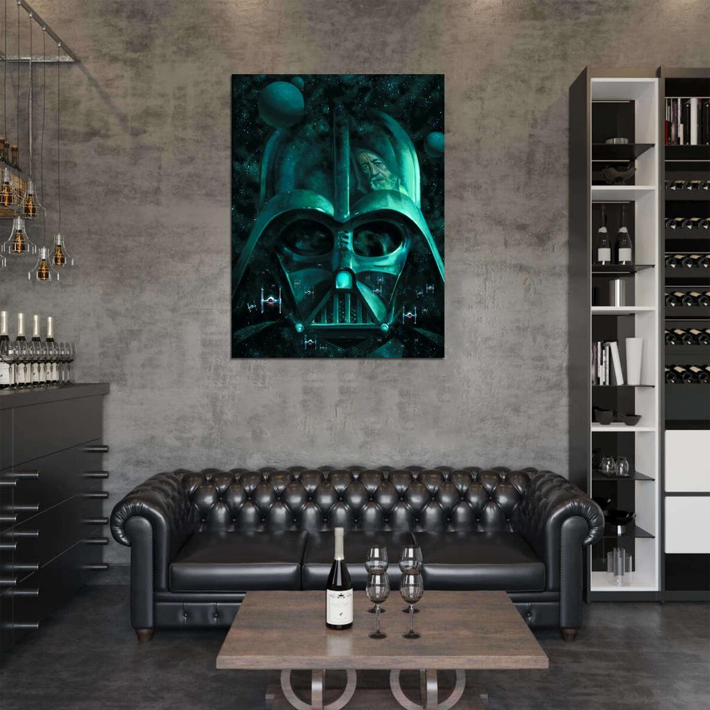 Imperial Fleet TIE Fighters Space Darth Vader Obi-Wan Kenobi Star Wars Movie Awesome Painting Art Wall Art Print Poster