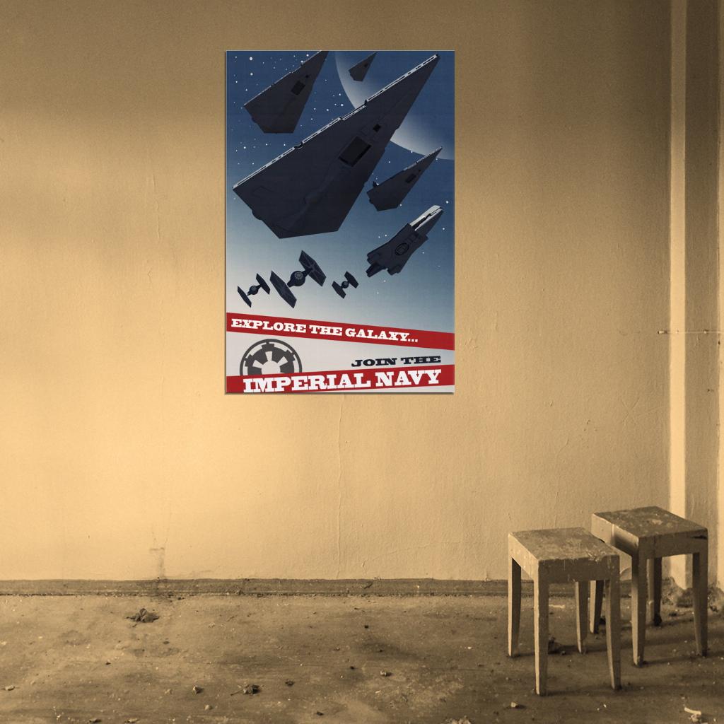 Imperial Navy Starfleet Propaganda Star Destroyers TIE Fighters Star Wars Movie Awesome Painting Art Wall Art Print Poster