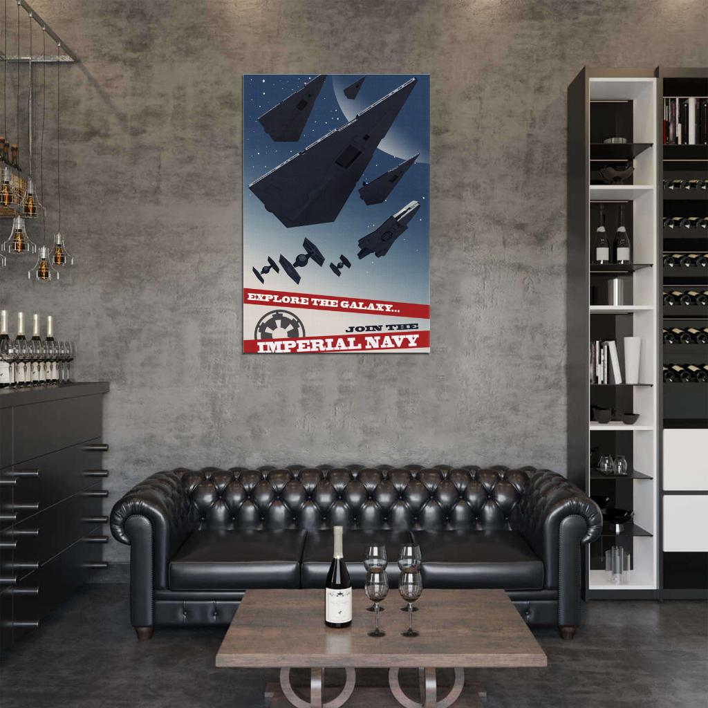 Imperial Navy Starfleet Propaganda Star Destroyers TIE Fighters Star Wars Movie Awesome Painting Art Wall Art Print Poster
