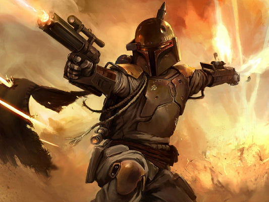Boba Fett Mandalorian Warrior Bounty Hunter Fight Star Wars Movie Awesome Painting Art Wall Art Print Poster