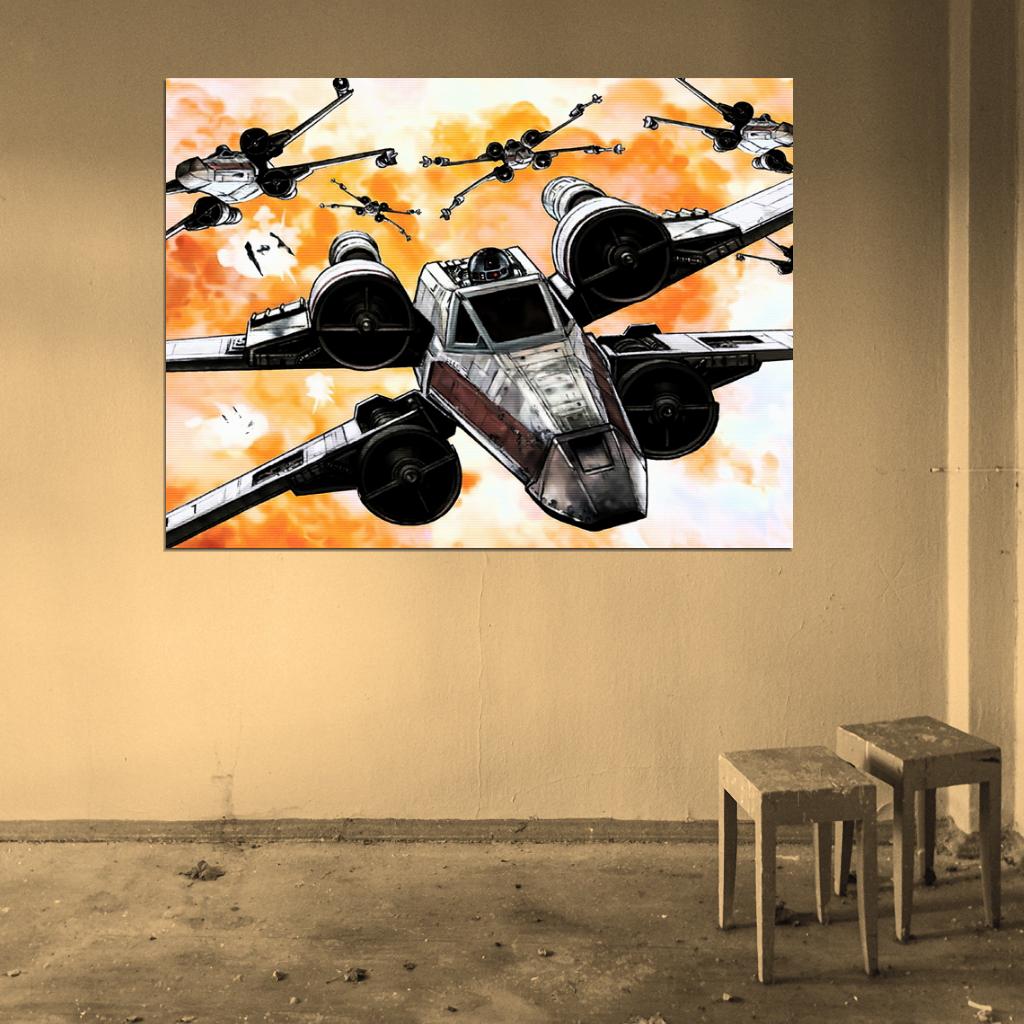 X-Wing Starfighters Star Wars Movie Awesome Painting Art Wall Art Print Poster