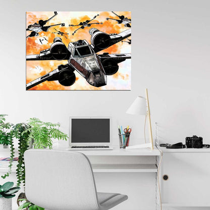 X-Wing Starfighters Star Wars Movie Awesome Painting Art Wall Art Print Poster