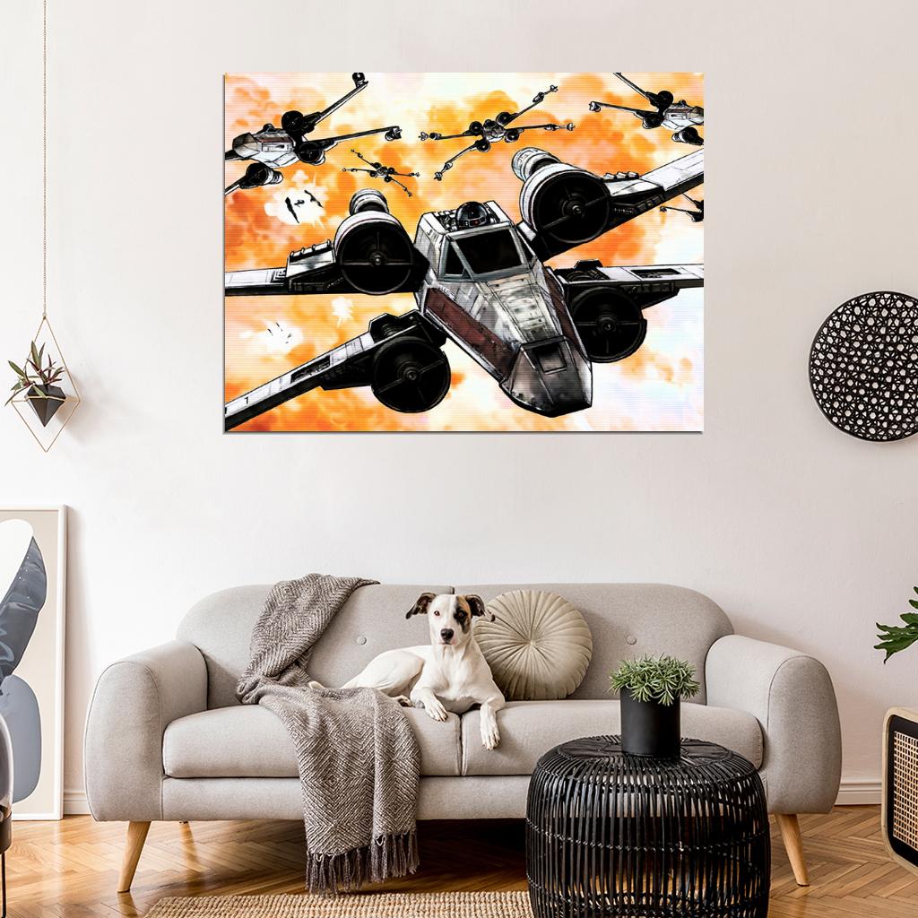 X-Wing Starfighters Star Wars Movie Awesome Painting Art Wall Art Print Poster