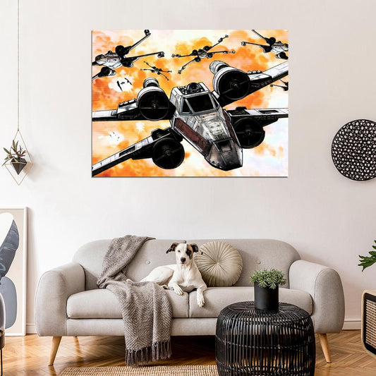 X-Wing Starfighters Star Wars Movie Awesome Painting Art Wall Art Print Poster