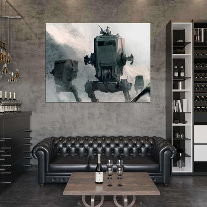 AT-ST Walkers Snowtrooper Hoth Star Wars Movie Awesome Painting Art Wall Art Print Poster