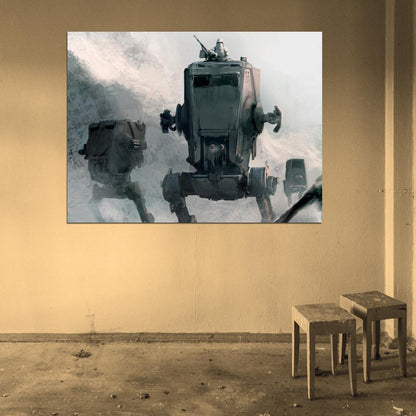 AT-ST Walkers Snowtrooper Hoth Star Wars Movie Awesome Painting Art Wall Art Print Poster