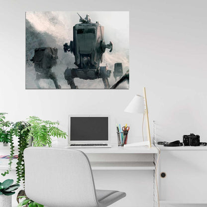 AT-ST Walkers Snowtrooper Hoth Star Wars Movie Awesome Painting Art Wall Art Print Poster