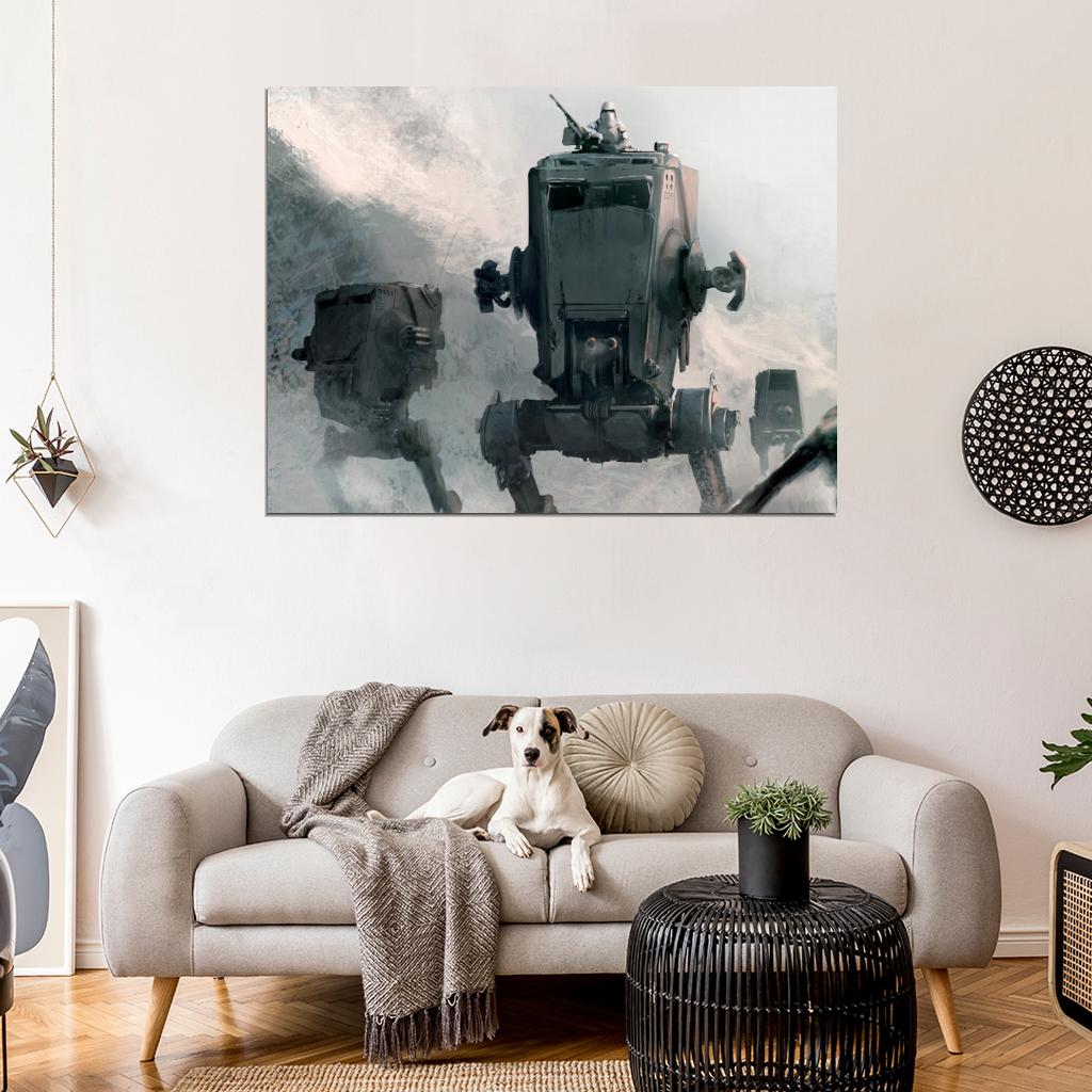 AT-ST Walkers Snowtrooper Hoth Star Wars Movie Awesome Painting Art Wall Art Print Poster