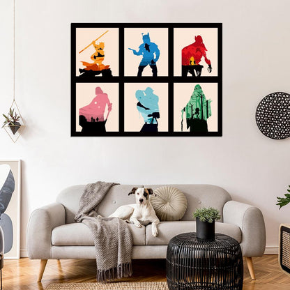 Star Wars 6 Movies Original Sequel Trilogy Characters Cool Awesome Painting Art Wall Art Print Poster