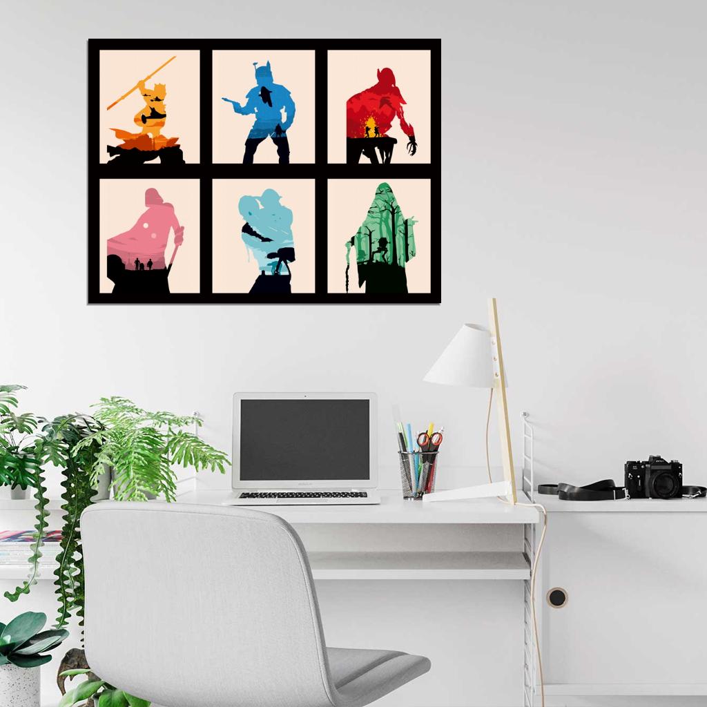 Star Wars 6 Movies Original Sequel Trilogy Characters Cool Awesome Painting Art Wall Art Print Poster