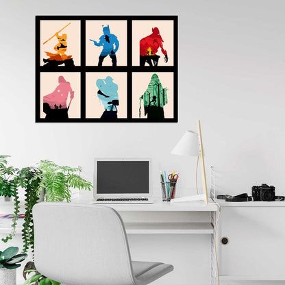 Star Wars 6 Movies Original Sequel Trilogy Characters Cool Awesome Painting Art Wall Art Print Poster