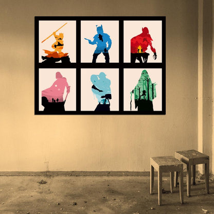 Star Wars 6 Movies Original Sequel Trilogy Characters Cool Awesome Painting Art Wall Art Print Poster