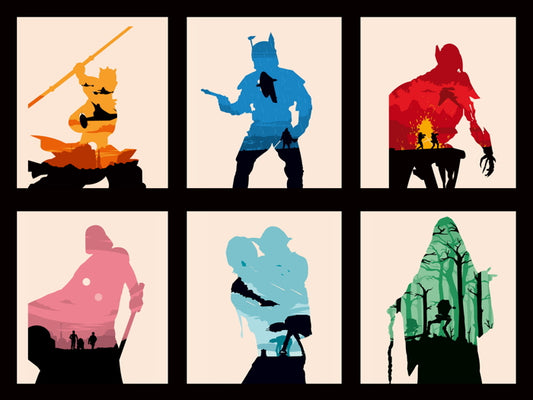 Star Wars 6 Movies Original Sequel Trilogy Characters Cool Awesome Painting Art Wall Art Print Poster