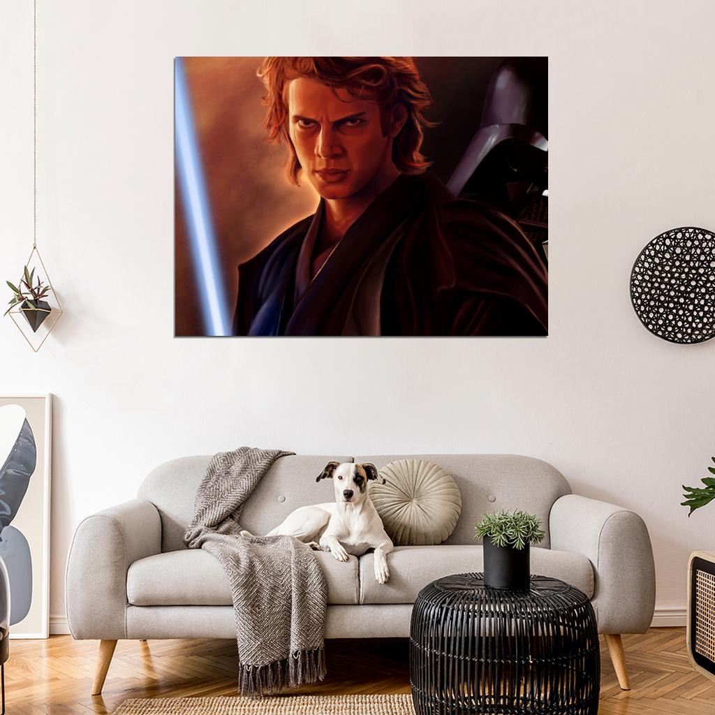 Anakin Skywalker Dark Side Lightsaber Darth Vader Star Wars Episode III Revenge of the Sith Movie Awesome Painting Art Wall Art Print Poster